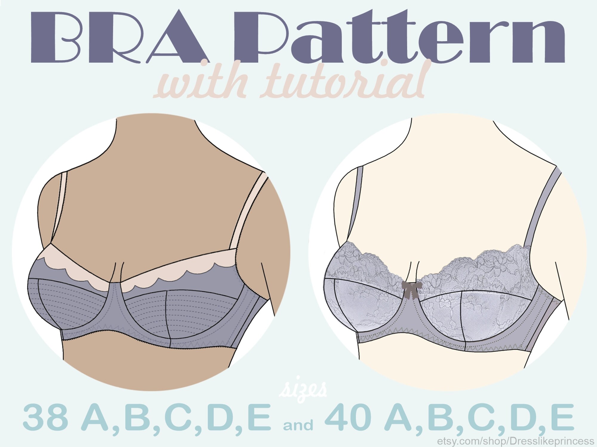 Bra Pattern With Sewing Tutorial 38 40 A B C D E Cup Multi Etsy Ireland