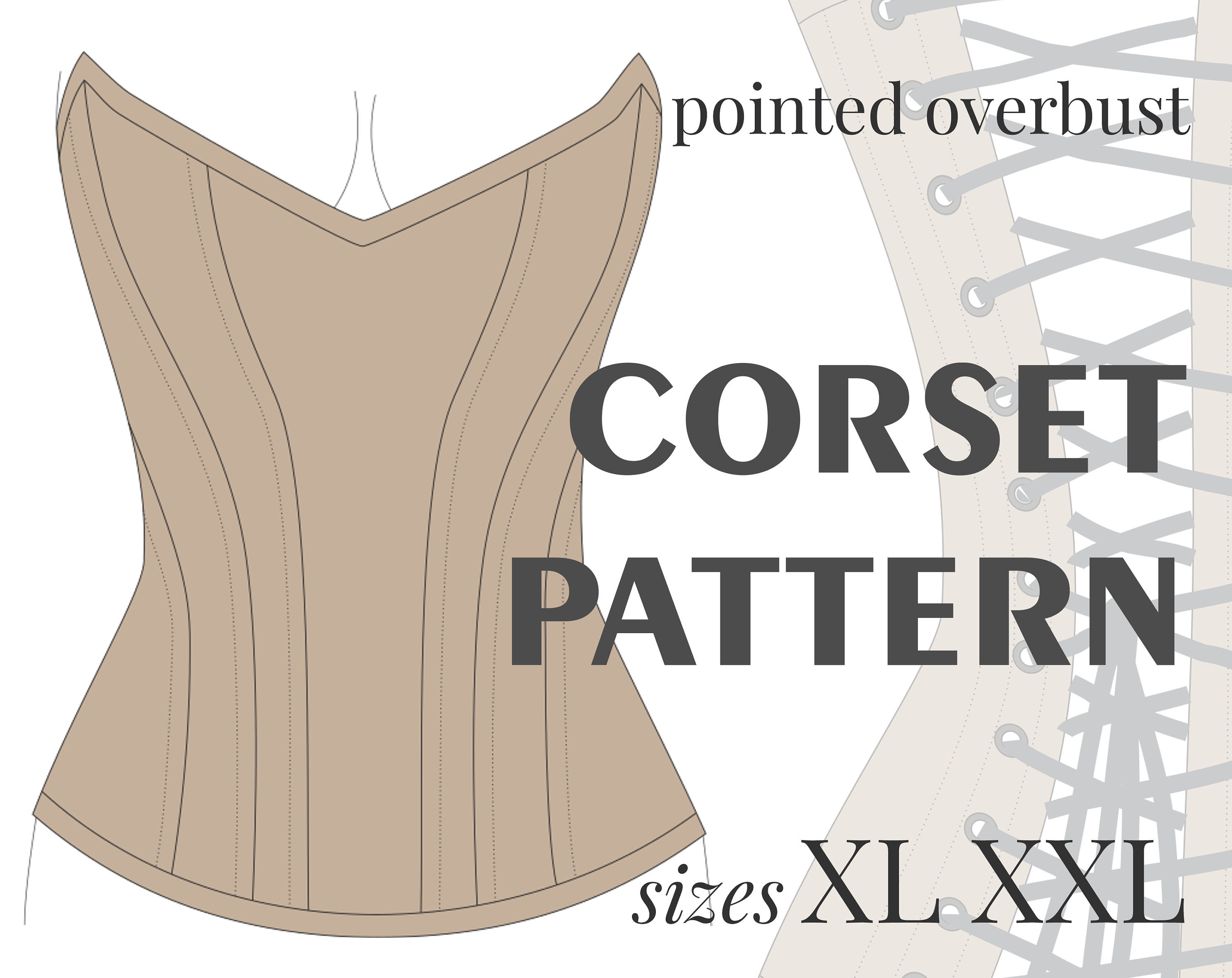 Corset Pattern Overbust Burlesque Pointed Style. Instant Etsy