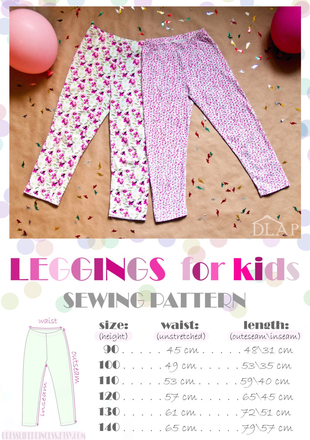 Kids LEGGINGS PATTERN &amp; TUTORIAL for girls and boys 1 to 10 | Etsy