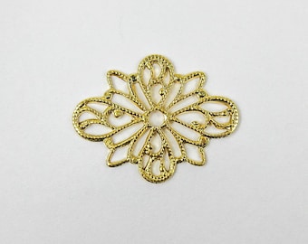 70 pcs Filigree Flower Gold Stamping, Gold Plated Brass Stamping Jewelry Making DIY Supplies