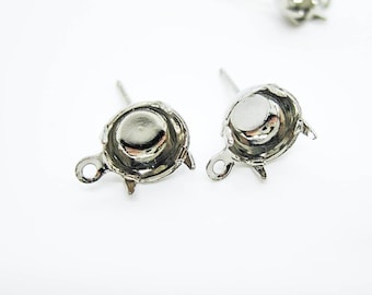 86 Pieces Silver Plated Ear Post with Loop, for ss39 Rhinestone, Ear Stud, Ear Post, Designer jewelry Finding, Earring DIY