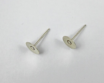 7 Pair Sterling Silver Flat Pad Earring post 6mm, Ear Stud, Ear Post, Designer jewelry Finding, Earring DIY