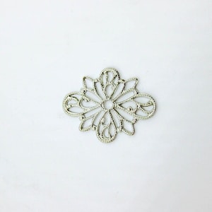 55 pcs Filigree Stamping, Silver Plated, Flower Shape, Silver Plated Brass Stamping Jewelry Making Supplies