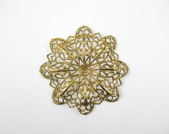 21 pcs Antique Gold Filigree Flower, Dapt, Brass Metal Stamping, Metal Filigree Embellishments, For Jewelry Making in Antique Gold