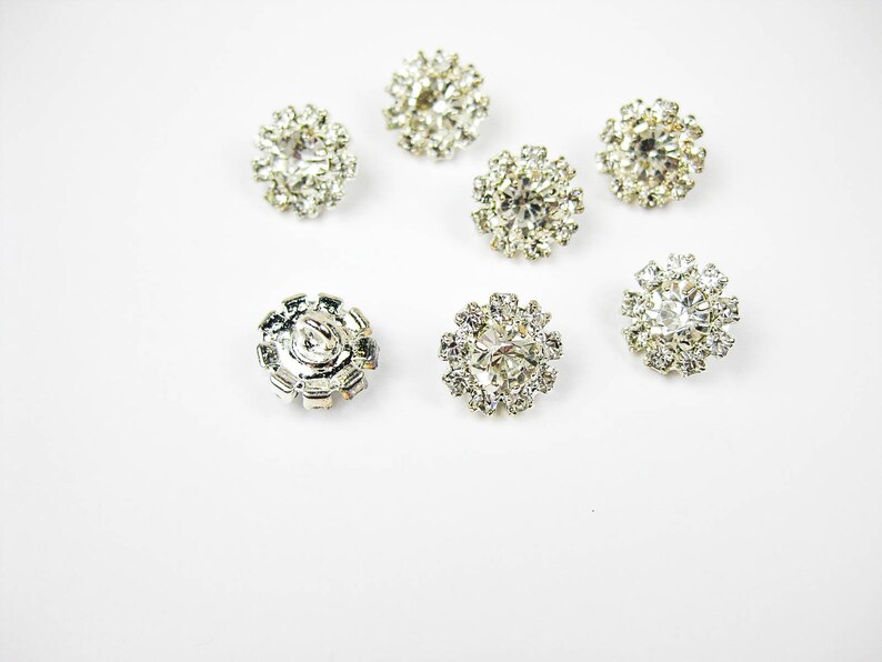 Silver Rhinestone Buttons, DIY Craft, Flower Center Brooches Crystal, Crystal Buttons