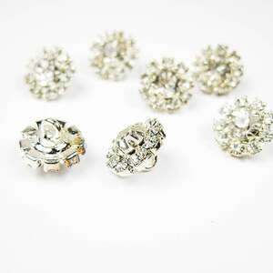 Silver Rhinestone Buttons, DIY Craft, Flower Center Brooches Crystal, Crystal Buttons