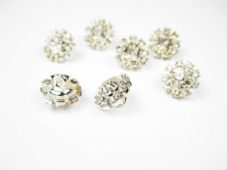 Silver Rhinestone Buttons, DIY Craft, Flower Center Brooches Crystal, Crystal Buttons