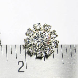 Silver Rhinestone Buttons, DIY Craft, Flower Center Brooches Crystal, Crystal Buttons
