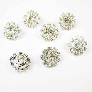 Silver Rhinestone Buttons, DIY Craft, Flower Center Brooches Crystal, Crystal Buttons