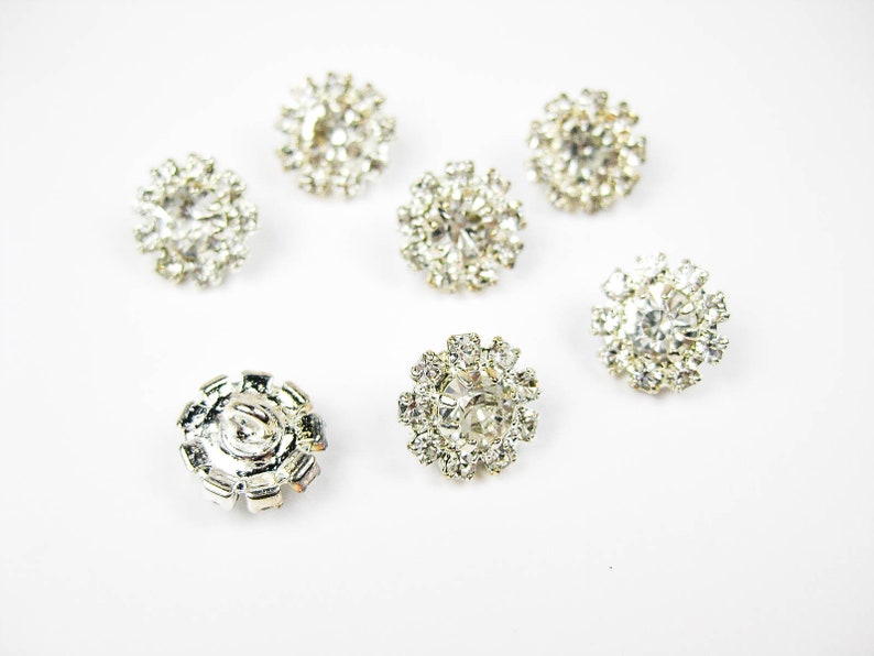 Silver Rhinestone Buttons, DIY Craft, Flower Center Brooches Crystal, Crystal Buttons