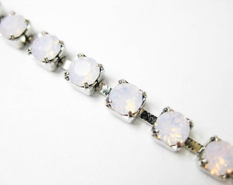 1 Yard Swarovski Rhinestone Cup Chain, Rhodium Plated Brass With pp32 Rose Water Opal Crystals, DIY Sparkling Accessories