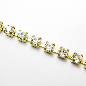 1 Yard Rhinestone Chain, Brass With Preciosa pp18 Clear Crystal, DIY Sparkling Accessories