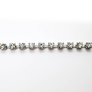 1 Yard Preciosa Rhinestone Cup Chain, Rhodium Plated pp24 Clear Crystal Stones, Cupchain, DIY Sparkling Accessories