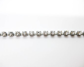 1 Yard Preciosa Rhinestone Cup Chain, Rhodium Plated pp24 Clear Crystal Stones, Cupchain, DIY Sparkling Accessories