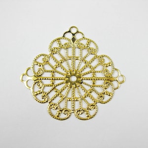 85 pcs Large Filigree Gold Stamping w/ 3 Rings, Gold Plated Brass Stamping Jewelry Making DIY Supplies