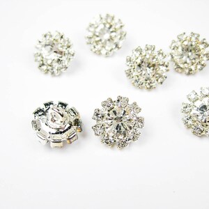 Silver Rhinestone Buttons, DIY Craft, Flower Center Brooches Crystal, Crystal Buttons