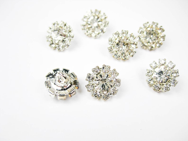 Silver Rhinestone Buttons, DIY Craft, Flower Center Brooches Crystal, Crystal Buttons