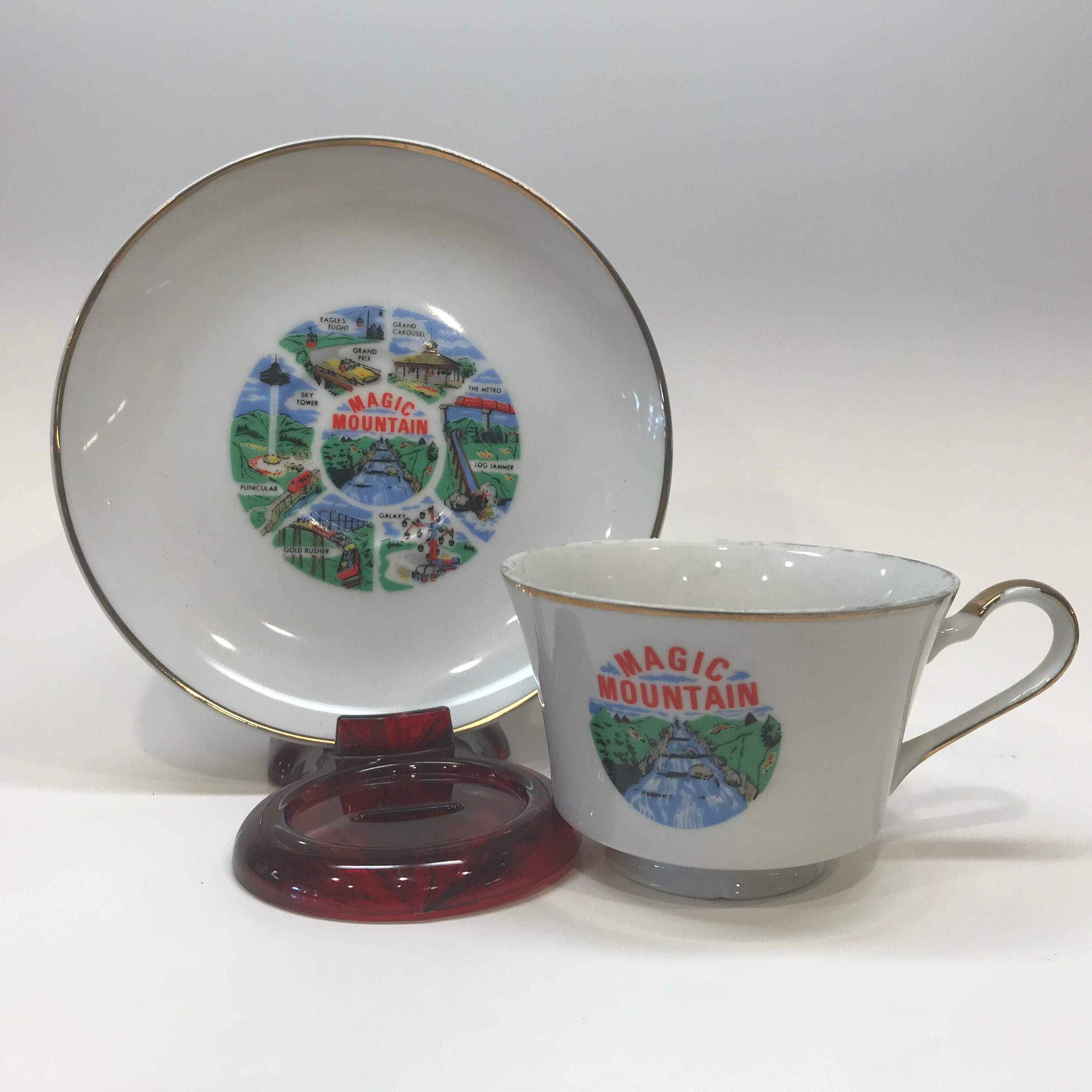 Vintage SIx Flags MAGIC MOUNTAIN Souvenir Tea Cup and Saucer Etsy