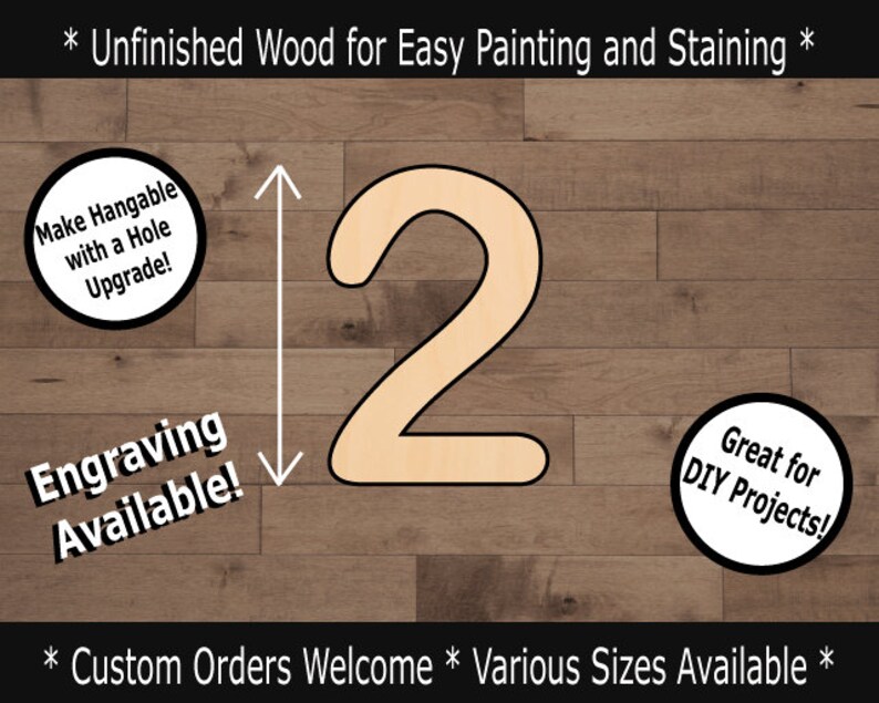 Numbers & Symbols Shapes TWO 2 Laser Cut Unfinished Wood Cut Etsy