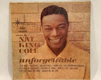 Vintage Vinyl Record Nat King Cole: Unforgettable Album T-357
