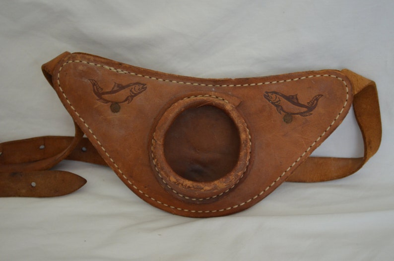 Vintage Leather Fishing Rod Pole Holder Belt Mantique Etsy