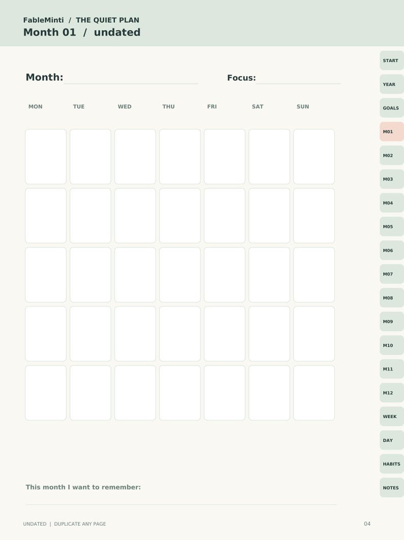 Undated iPad Digital Planner | Hyperlinked Monthly Weekly Daily PDF for ...