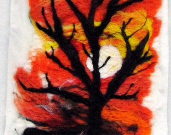 Irish Needle/Wet Felt Painting by Corina Hogan - African Sunset Colours - OOAK