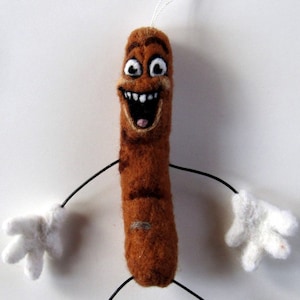 Woolnutz Crazy nutzy needle felt characters Sausage Party Sausage image 1