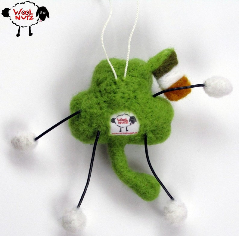 Woolnutz Crazy nutzy needle felt characters Lucky Irish Shamrock image 2