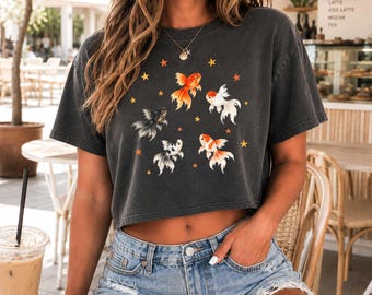 Comfort Colors Goldfish Boxy Tee, Star Aesthetic Shirt, Beachy Graphic Tank Top, Grunge Y2K Tee, Vintage Retro Gift