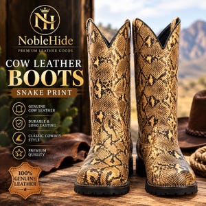 Cowboy-Stiefel mit Schlangenmuster, Westernstiefel aus echtem Rindsleder, Stiefel aus Leder mit exotischem Muster, handgefertigte Stiefel für Damen und Herren