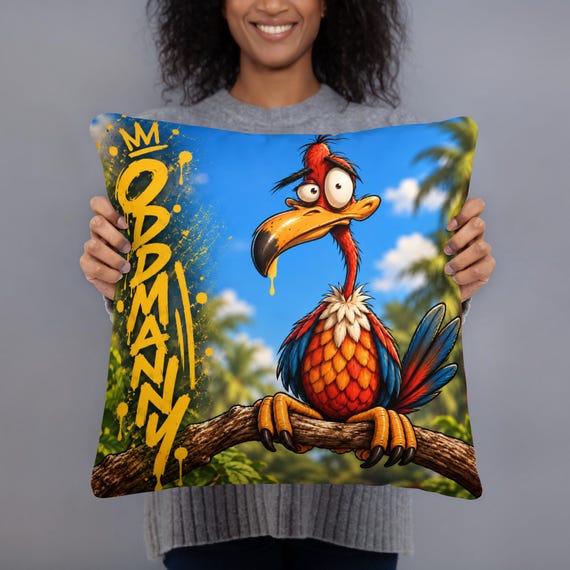 Oddman Bird Pillow: Machine-Washable Polyester Case, Shape-Retaining Insert