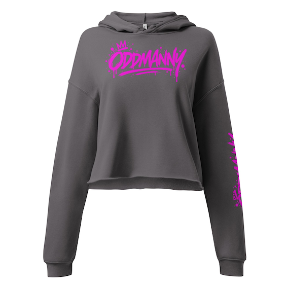 Cropped Hoodie: Raw Hem, Dropped Shoulder, Cotton-Poly Fleece (Adults)