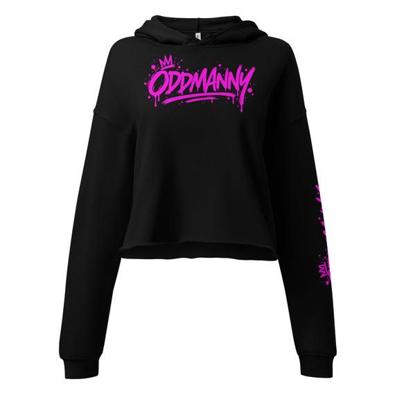 Cropped Hoodie: Raw Hem, Dropped Shoulder, Cotton-Poly Fleece (Adults)