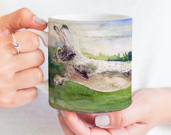 Leaping Hare Mug Morena Artina Personalise Hare Nature Mug Cup Coffee Tea Honey