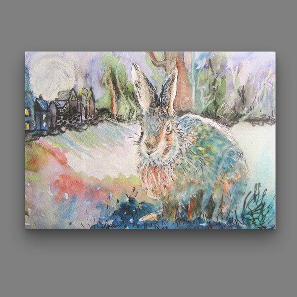 Hare Print Canvas different sizesHare on the Common Morena Artina Fine Art Hare Canvas Hare Artist
