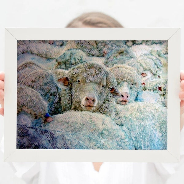 Sheep Print different sizes Canvas / Paper Lucy Morena Artina Fine Art  Artist Lamb Ewe Farm Art Farmhouse print