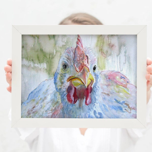 My Beautiful Hen Print different sizes Canvas / Paper Morena Artina Chickens Farmhouse Hens Roosters Hen painting Chicken art Rustic