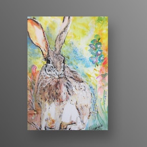 Hare Print Canvas Various Sizes Hare Hollyhocks Morena Artina Fine Art Hare Canvas Hare Artist