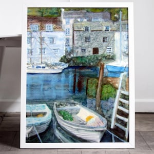 Polperro Print choose different sizes Canvas / Paper Cornish Seaside Morena Artina Fine Art Landscape