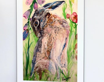 Hare Print Canvas different size Looking Back Hare Morena Artina Fine Art Hare Canvas Hare Artist