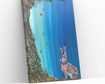 Hare Print Canvas different size Autumn Hare Morena Artina Fine Art Hare Canvas Hare Artist