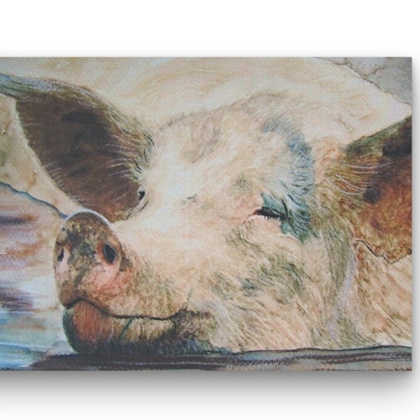 Pig Print Pig in Muck different sizes Canvas / Paper Morena Artina Fine Art  Artist piggies baby hogs