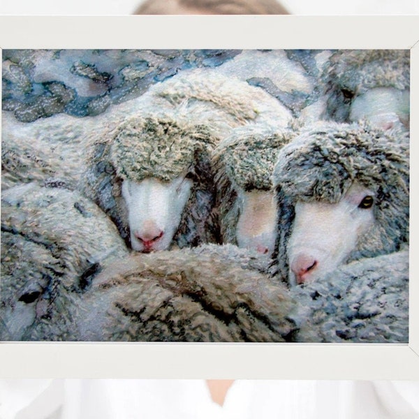 Sheep Print different sizes Canvas / Paper Waiting for a Hair Cut  Morena Artina Fine Art  Artist Lamb Ewe Farm Art Farmhouse print