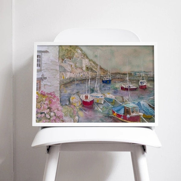 Polperro Print Canvas / Paper different sizes Cornish Seaside Morena Artina Fine Art Landscape