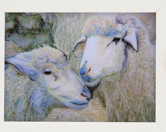 Sheep Print Canvas Paper Sister Sheep Morena Artina Fine Art  Artist Lamb Ewe Farm Art Farmhouse print