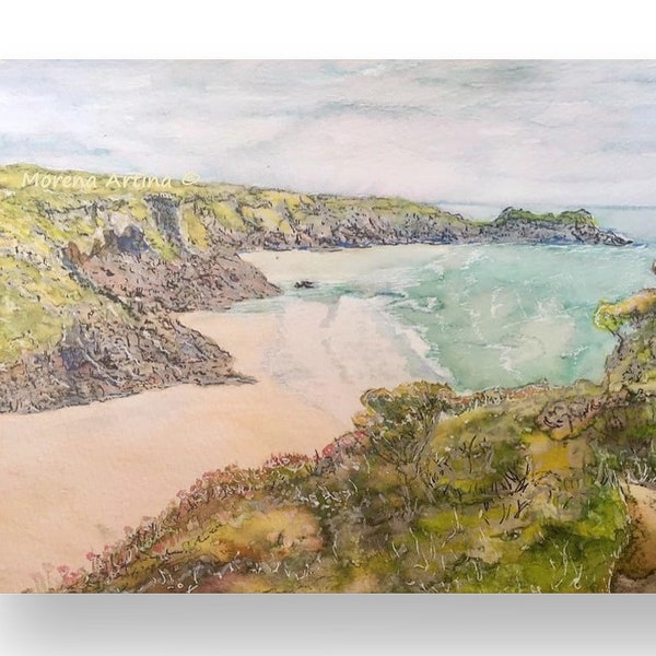 Porthcurno Print Canvas / Paper different sizes Cornish Seaside Morena Artina Fine Art Landscape