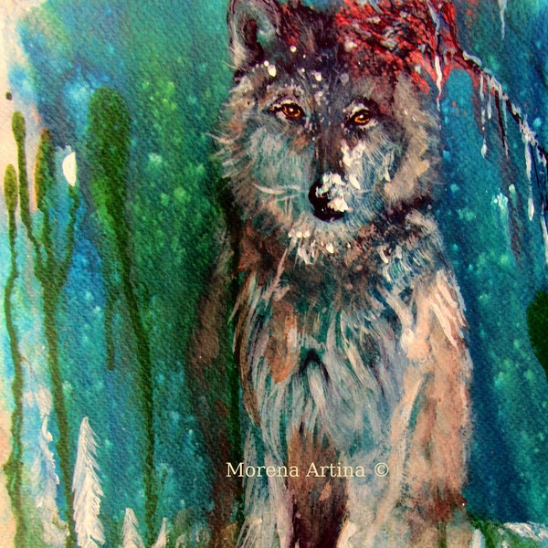 Wolf Print Morena Artina Wild Animal wildlife painting Wolves Totem American Indian