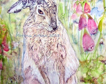 Hare Print Foxglove