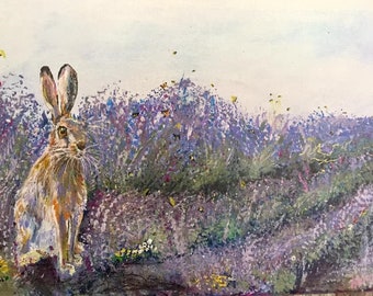 Hase Druck Leinwand verschiedene Größen Lavendel Hase Morena Artina Fine Art Hase Leinwand Hase Künstler